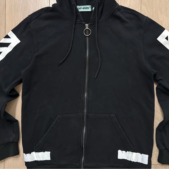Off-White Men’s c/o Virgil Abloh Full-zip Size XL Black Hoodie - Picture 4 of 12